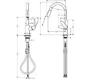 Hansgrohe Focus Focus M41 1-gats keukenkraan met uittrekbare vuistdouche, matzwart
