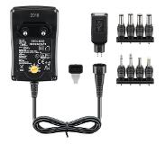 Goobay Universele voedingsadapter 3-12V / 1,5A / 18W met 9 verwisselbare pluggen / zwart - 1,8 meter