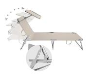 TecTake - Ligbed met zonnedak beige 400656