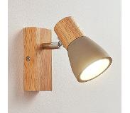 LINDBY Spot Filiz van hout en beton, 1-lamp