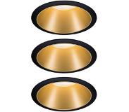 Paulmann 93404 Inbouwlamp Set van 3 stuks Energielabel 2021: n.v.t. 6 W Warmwit Zwart, Goud
