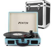 Fenton Platenspeler Bluetooth - Fenton RP115 platenspeler in koffer met Bluetooth, USB, ingebouwde speakers en zwarte platenkoffer (75 platen)
