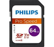 Philips SDXC geheugenkaart 64GB - Class 10 - UHS-I U3 - FM64SD65B