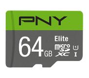 PNY 64GB MicroSD kaart 100MB/S Class 10, UHS-I met SD-adapter