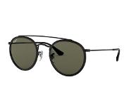 Ray-Ban RB3647N 002/58 - Round (Double Bridge) - zonnebril - Zwart / Groen Klassiek G-15 - Gepolariseerd - 51mm