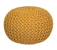 Label51 Poef Knitted - Oker - Katoen - M (Oker, 50x50x35cm)