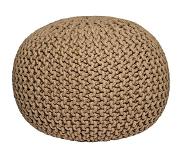 Label51 Poef Knitted - Beige - Katoen - M (Beige, 50x50x35cm)
