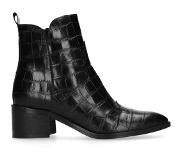 Manfield Zwarte enkellaarsjes met crocoprint | Maat 39