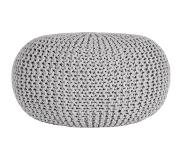 Label51 Poef Knitted - Lichtgrijs - Katoen - L (Lichtgrijs, 70x70x35cm)