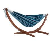 VIVERE Braziliaanse Hangmat Blue Lagoon Met Houten Standaard