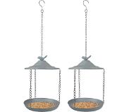 Best for birds 2x Stuks vogelbaden/voederschalen hangend 30 cm - Vogeldrinkschalen/voederbakken van metaal