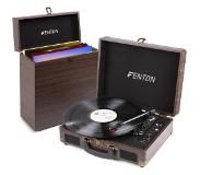 Fenton Platenspeler - Fenton RP115B platenspeler met Bluetooth, auto-stop, USB en bijpassende platenkoffer - Houtlook (Bruin)