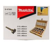 Makita D-47363 5-delige Scharniergat boorset in houten cassette - 15-35mm