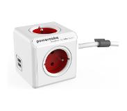 Allocacoc PowerCube Extended USB Red 1,5m cable (FR)