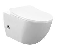 Creavit Toiletpot Hangend Creavit 35.2x51x34.3cm Wandcloset Keramiek Glans Wit Diepspoel Rimless met Bidet Koud/Warm Water