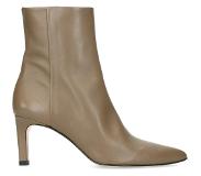 Manfield Taupe leren enkellaarsjes met hak | Maat 39