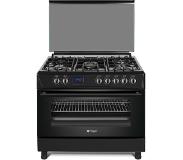 Wiggo Wo-e909r(bb) Serie 9 - 90cm - Gasfornuis - Zwart