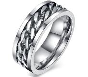 LGT JWLS Stalen herenring met Cubaanse ketting Zilver-19mm