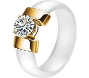 Cilla Jewels dames ring Keramiek Wit met Goud-17mm