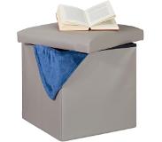 Relaxdays poef met opbergruimte - opbergbox - opbergpoef - voetenbank - opbergkist - 38x38 - grijs