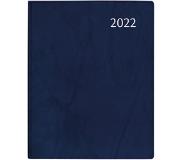 Aurora - bureau agenda - 2022 - week op 2 pagina's - ringband - zachte kaft - blauw - 17.5x22.5cm (A5+)