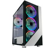 LC-Power Gaming 803W, Midi Tower, PC, Zwart, Wit, ATX, micro ATX, Mini-ITX, Metaal, Plastic, Gehard glas, Gamen