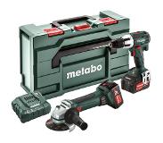 Metabo combo set 2.4.2 18V accu klopboor-/schroefmachine / haakse slijper set (2x 4.0Ah accu) in MetaBox