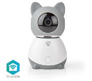 Nedis SmartLife Camera voor Binnen | Wi-Fi | Full HD 1080p | Kiep en kantel | Cloud / MicroSD | Met bewegingssensor | Nachtzicht | Android / IOS | Grijs / Wit