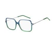 HUGO BOSS Montuur voor optische bril met groen-blauwe voorkant en ronde pootjes