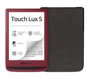 Pocketbook Touch Lux 5 Ruby Rood + PocketBook Shell Book Case Zwart
