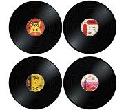 Mikamax Vinyl Placemats - Origineel - Set van 4 - Geleverd In een Design Hoes - Makkelijk Schoon Te Maken - Retro LP Tafel Onderleggers