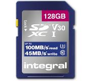 Integral High Speed SDHC/XC V30 UHS-I U3 128 GB SD geheugenkaart | 1 stuks - INSDX128G1V30