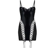 Hunkemoller Slipdress mesh lace-up Zwart Dames | Maat: XS