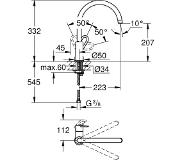GROHE Bau Loop 1-gats keukenkraan met hoge draaibare uitloop chroom