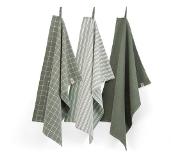 Walra keukenset Uni, Stripes &amp; Blocks Leger groen - Set van 3
