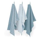 Walra Keukenset Walra Dry Cubes Uni, Stripes & Blocks Jeans Blauw (Set van 3)