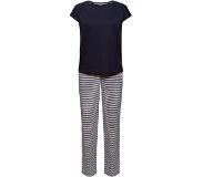 Esprit Women Bodywear pyjama met strepen donkerblauw/wit | Maat: 42