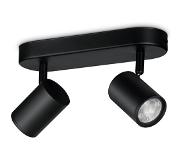 Wiz 2 spots Imageo zwart - Gekleurd en Wit licht - GU10