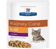 Hill's Pet Nutrition Prescription Diet K/D - Renal Health - Rund - Kattenvoer - 12 x 85 g