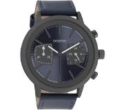Oozoo Timepieces - Donker grijze horloge met donker blauwe leren band - C10807 - Ø50