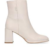 Manfield Off white leren enkellaarsjes met hak | Maat 38