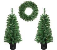 Riedel | Set van 2 kunstkerstbomen Norton kunststof groen 45x45x90 cm kerstbomen | NADUVI