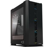 Zalman X3 BLACK, ATX Mid Tower PC Case / Addressable 4 X 120mm RGB LED Fans / & Fan controller SYNC with M/B / - Addressable 2 X RGB LED Bars on Top / - Tempered Glass on the left side