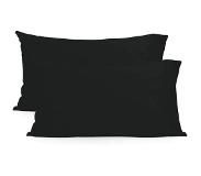 Happy Basics Set van 2 kussenslopen Cecilia | Happy Basics katoen zwart 75x50x0.2 cm kussenslopen | NADUVI