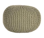 Label51 Poef Knitted - Olijfgroen - Katoen - M (Olijfgroen, 50x50x35cm)