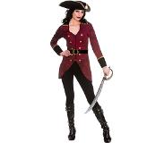 Wicked Pirate kostuum deluxe (Zbordeau rood, zwart en goud, S)