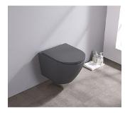 Saniclear Itsie randloze toilet met toiletzitting mat antraciet