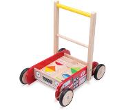 Wonderworld houten brandweer loop en blokkenwagen