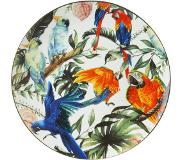 Heinen Delfts Blauw wandbord tropische vogels