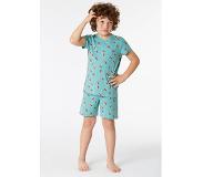 Woody pyjama jongens - zeegroen - mandrill aap all-over print - 221-1-PZA-Z/979 - maat 140